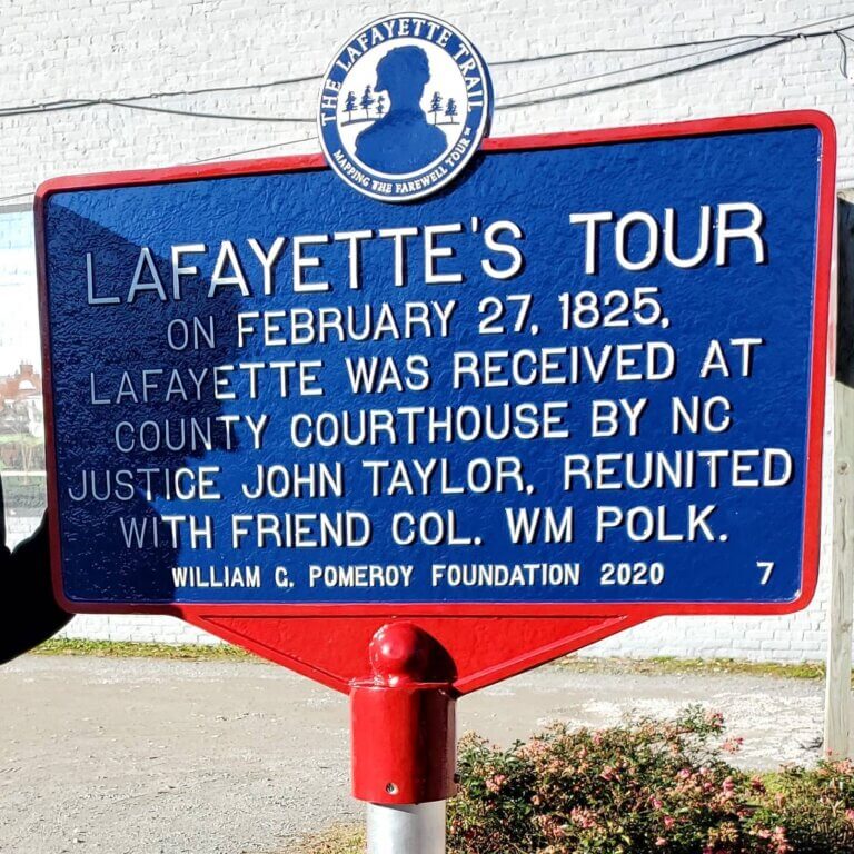 Lafayette Trail historical marker, Jackson, North Carolina.