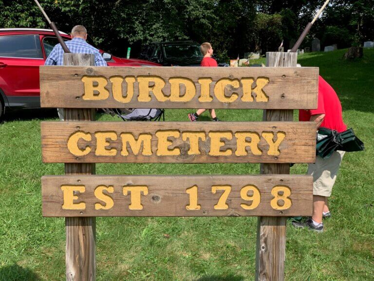 Burdick Cemetery sign.