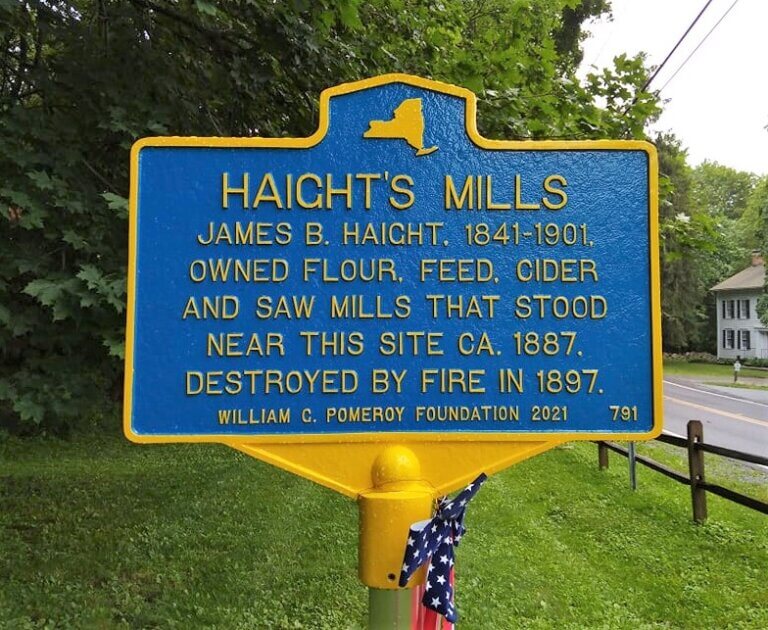 NYS historical marker for Haight's Mills.