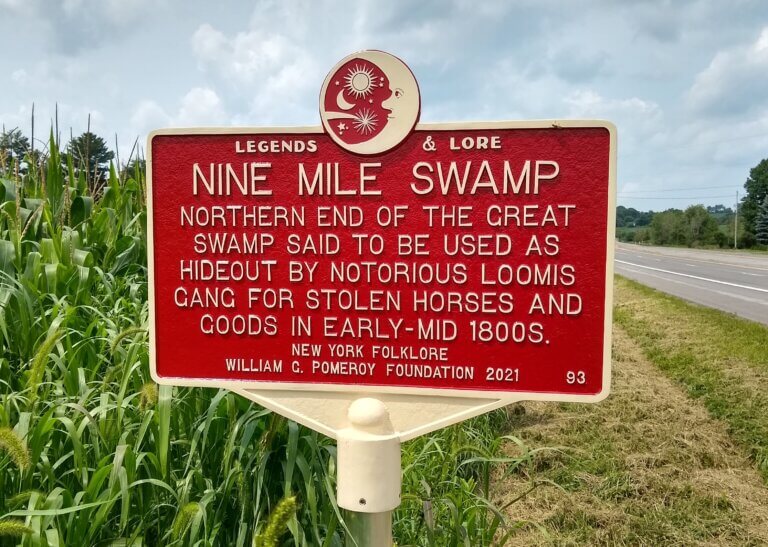 Legends & Lore marker for Nine Mile Swamp.