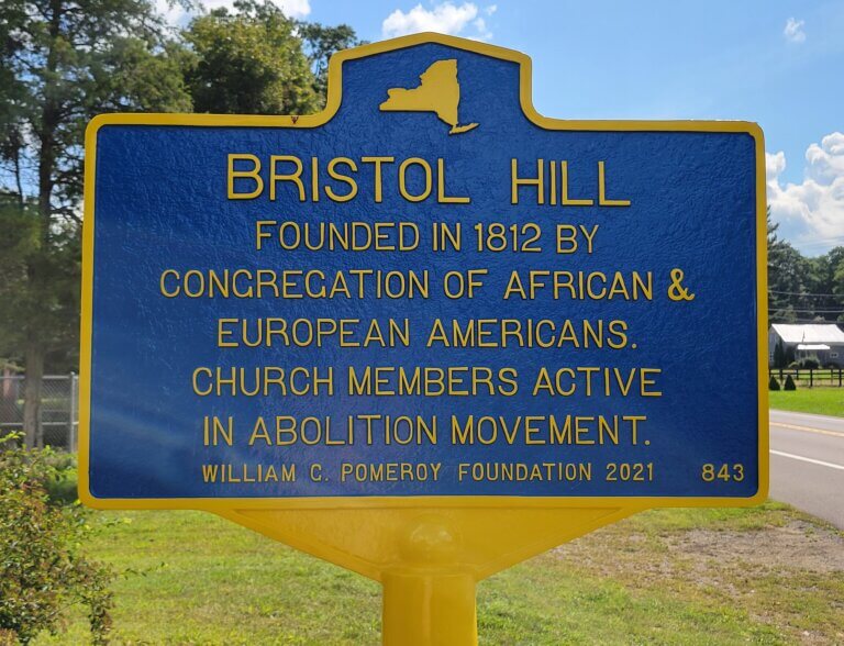 New York State historical marker for Bristol Hill.