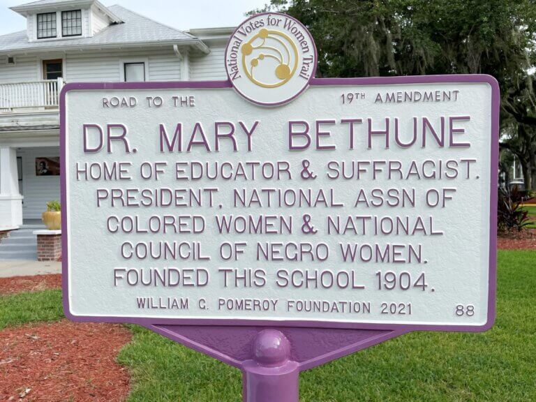 National Votes for Women Trail marker for Dr. Mary Bethune.