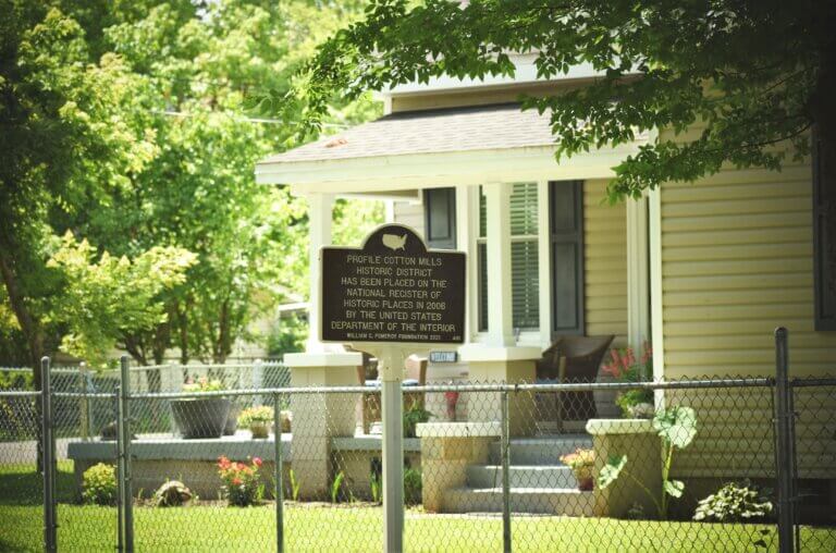 National Register marker for Profile Cotton Mills Historic District.