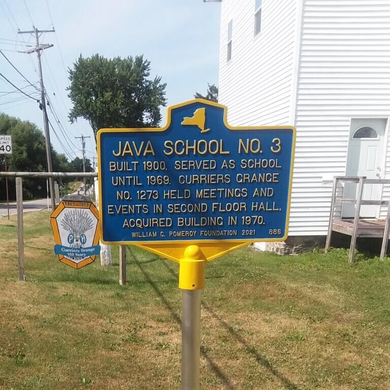 Historical marker for Java School No. 3.