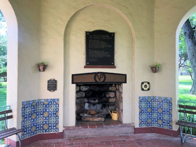 View of plaques at the Villa Philmonté Historic District, New Mexico.