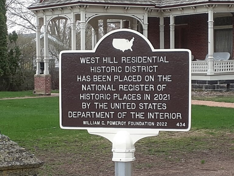 National Register marker for West Hill Residential Historic District.
