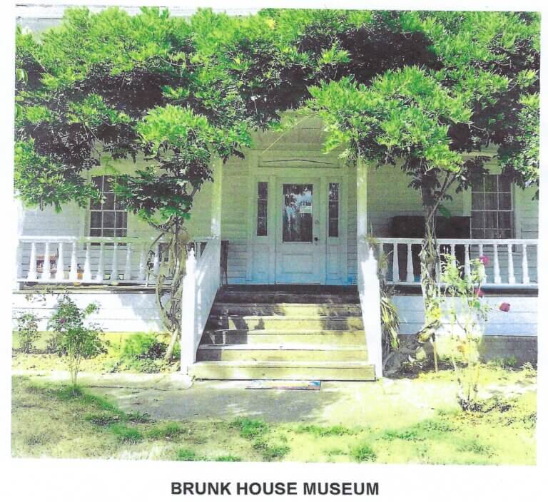 View of the front steps of the Brunk House Museum.