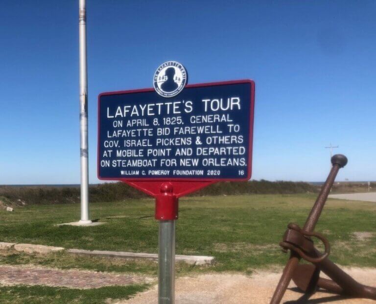 Lafayette Trail historical marker, Fort Morgan, Alabama.