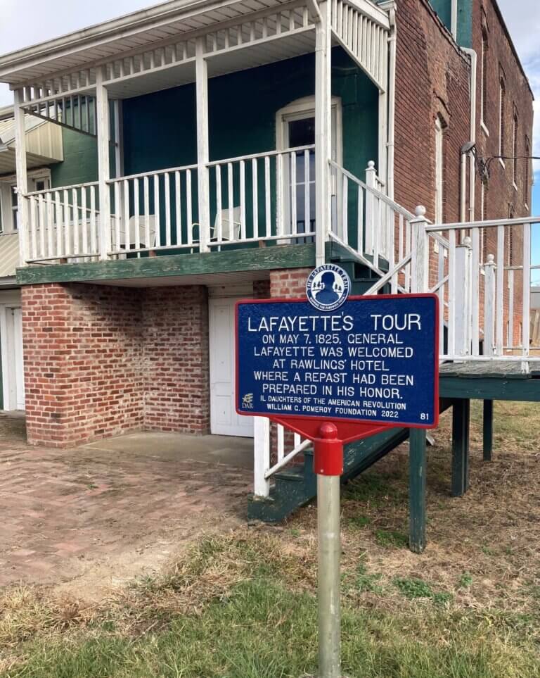 Lafayette Trail marker. Marker funded by the William G. Pomeroy Foundation.