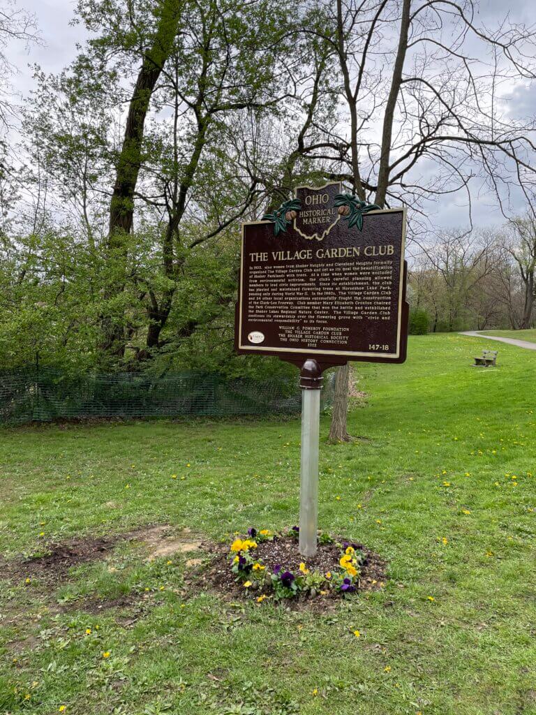 Ohio historical marker for the Village Garden Club.