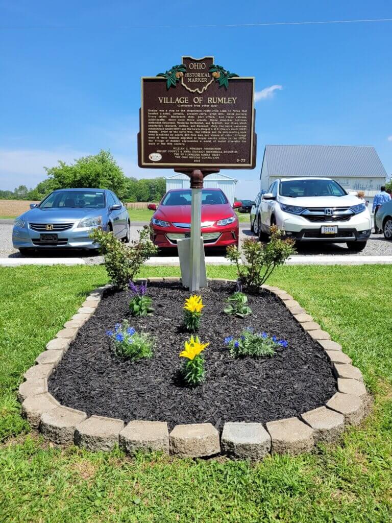 Ohio historical marker for the Village of Rumley.