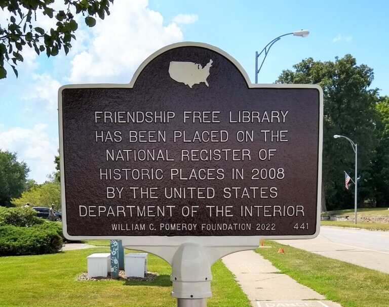 Friendship Free Library National Register marker.