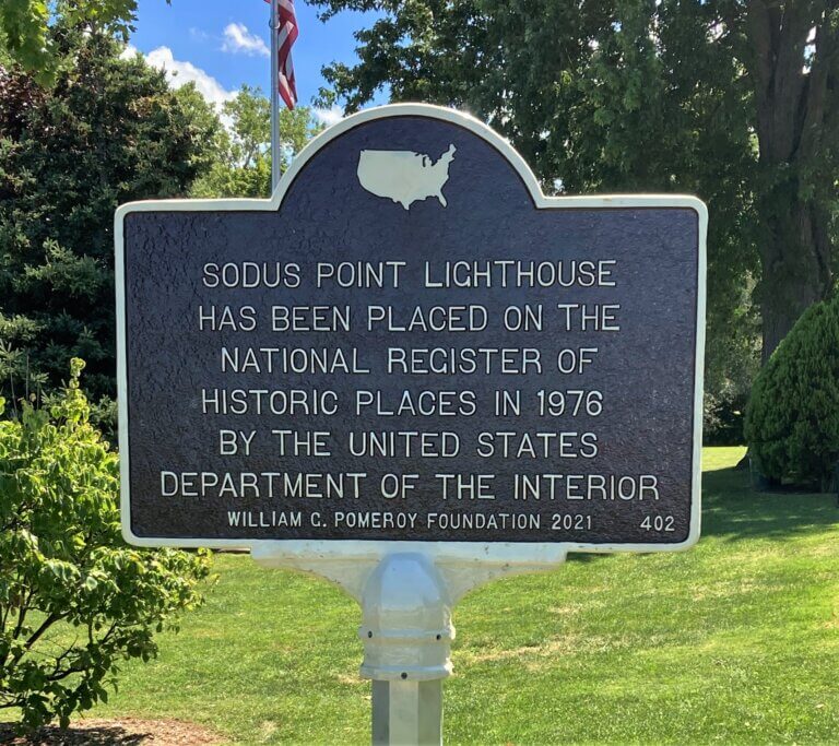 National Register marker for Sodus Point Lighthouse.