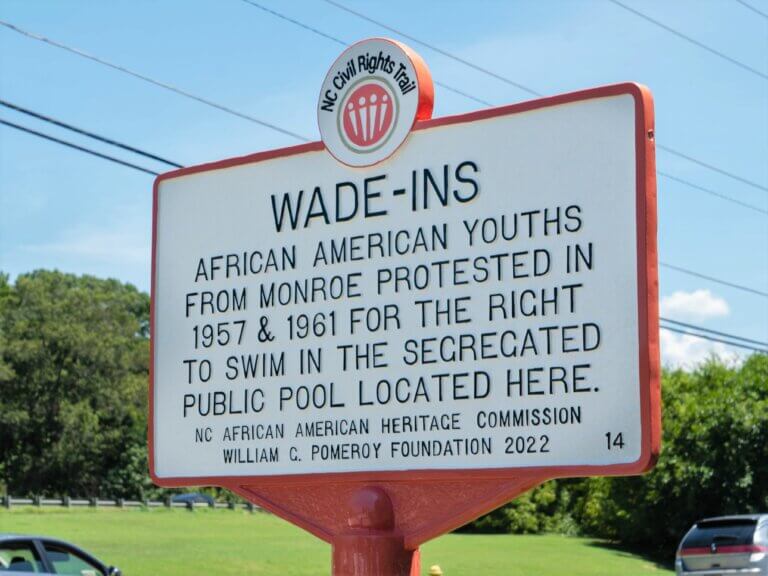 North Carolina Civil Rights Trail marker for the 1957 and 1961 wade-in protests.