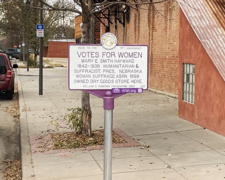 National Votes for Women Trail marker commemorating Mary E. Smith Hayward, Chadron, Nebraska.