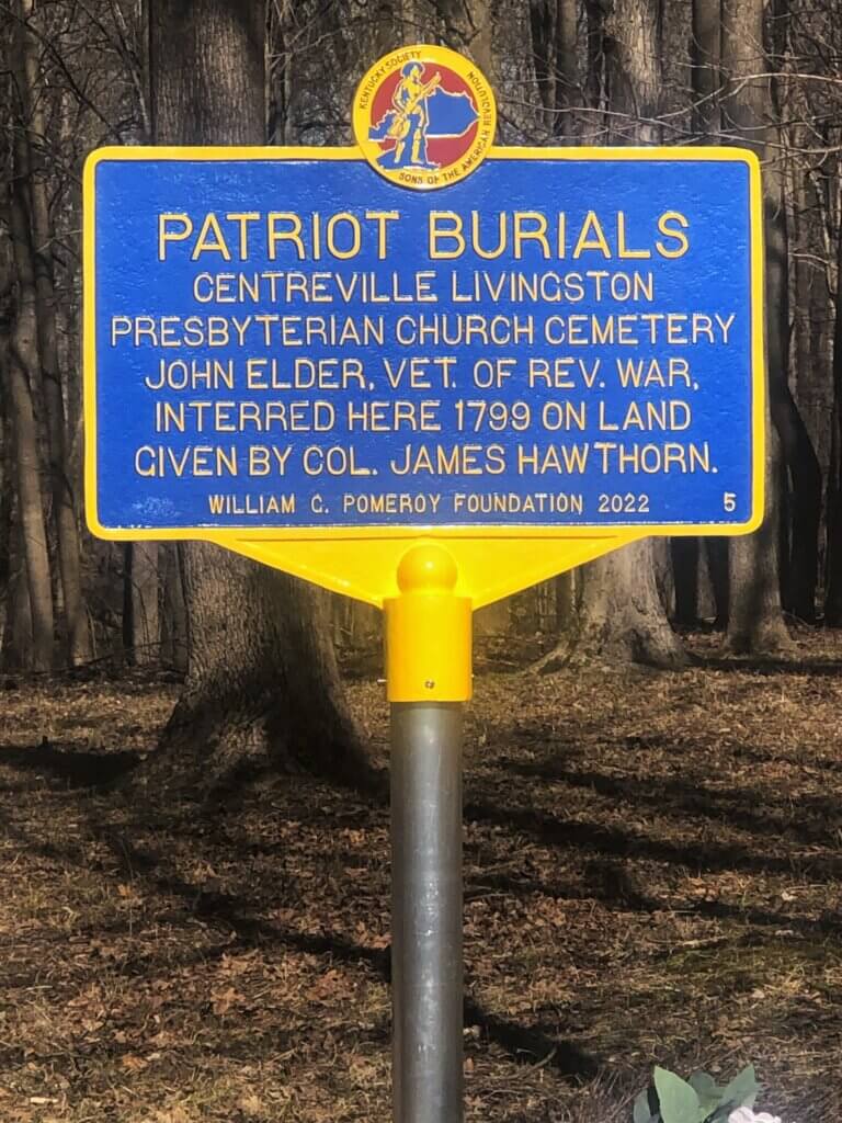 Historical marker for Centreville Livingston Presbyterian Church Cemetery, Fredonia, Kentucky. Marker funded by the William G. Pomeroy Foundation.