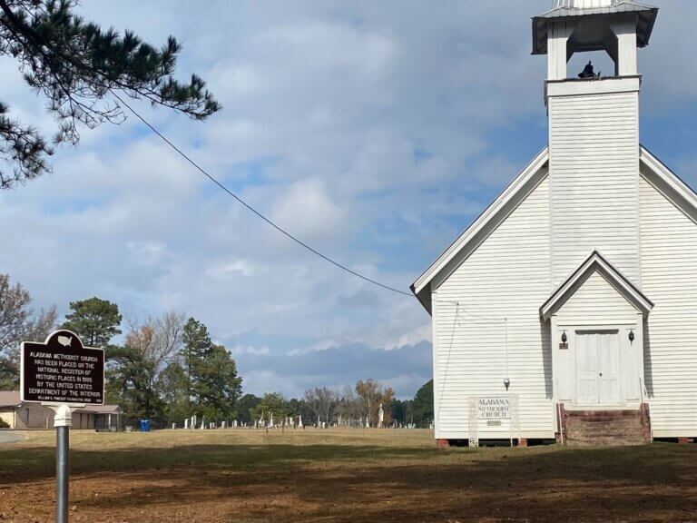 Alabama Methodist Church and National Register marker.