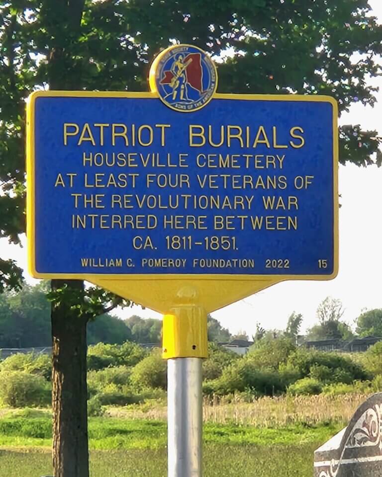 Patriot Burials marker for Houseville Cemetery, Lewis County, New York. Marker funded by the William G. Pomeroy Foundation.