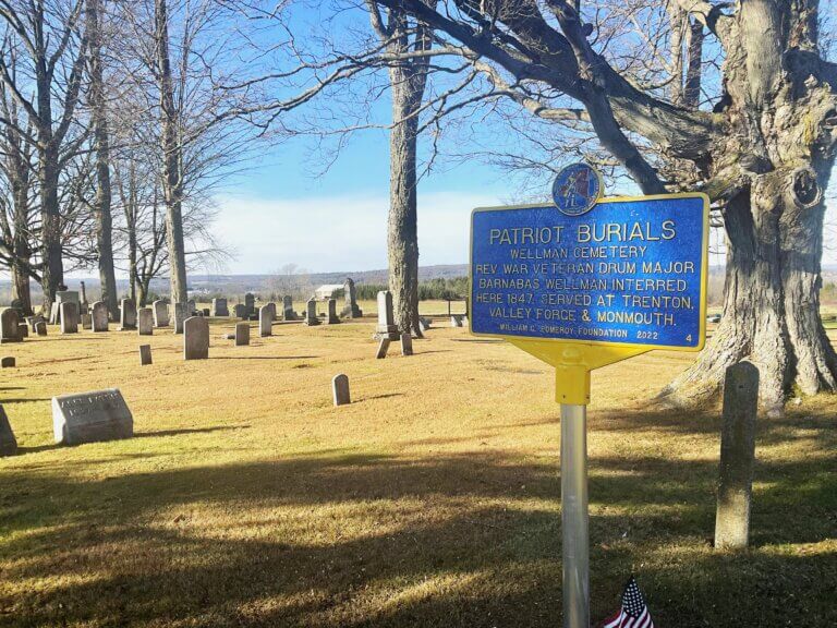 Wellman Cemetery with Patriot Burials marker, Ashville, New York.