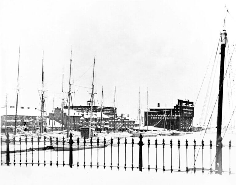 Winter scene in Oswego circa 1870s.