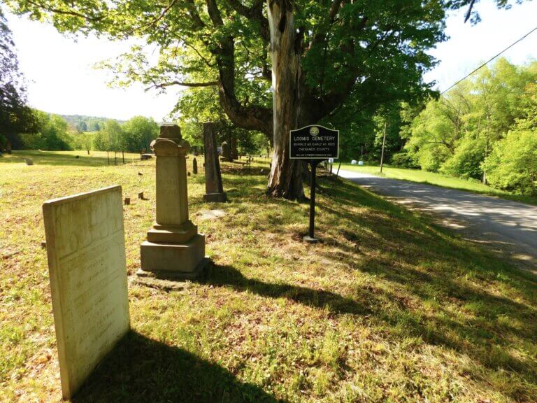 New York State cemeteries marker funded by the William G. Pomeroy Foundation for Loomis Cemetery, Chenango County, New York.