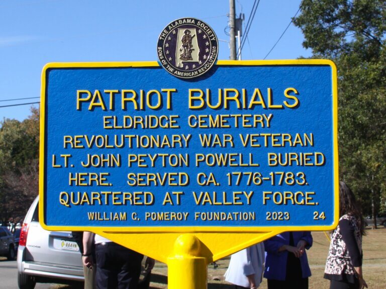 Eldridge Cemetery Patriot Burials marker, Huntsville, Alabama.