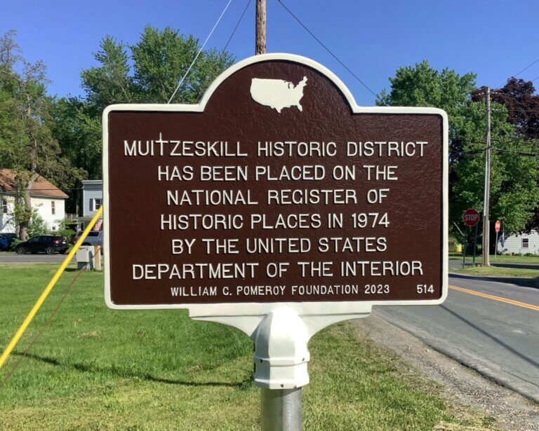 National Register marker for Muitzeskill Historic District.