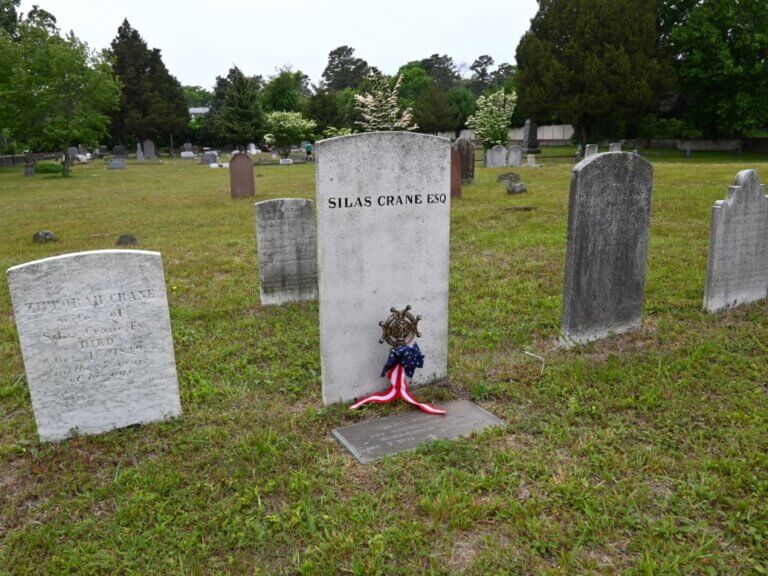 View of Silas Crane gravestone, Manahawkin Baptist Cemetery, Manahawkin, New Jersey.
