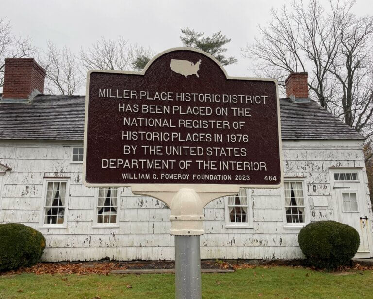 Miller Place Historic District National Register marker.