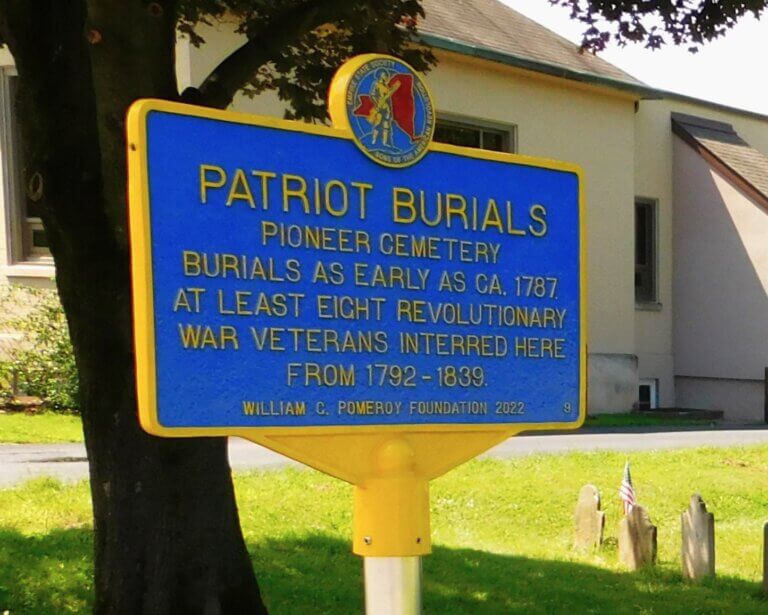 Patriot Burials marker at Pioneer Cemetery, Sidney, New York.