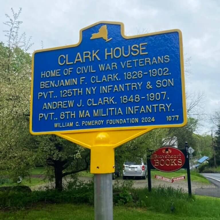 New York State historical marker for Clark House, Stephentown, New York.