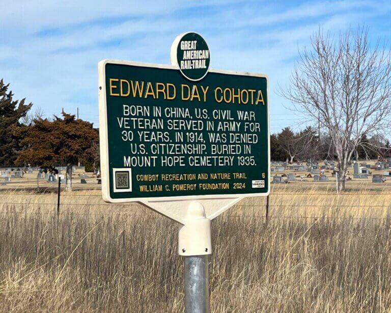 Edward Day Cohota, Great American Rail Trail marker, Valentine, Nebraska.