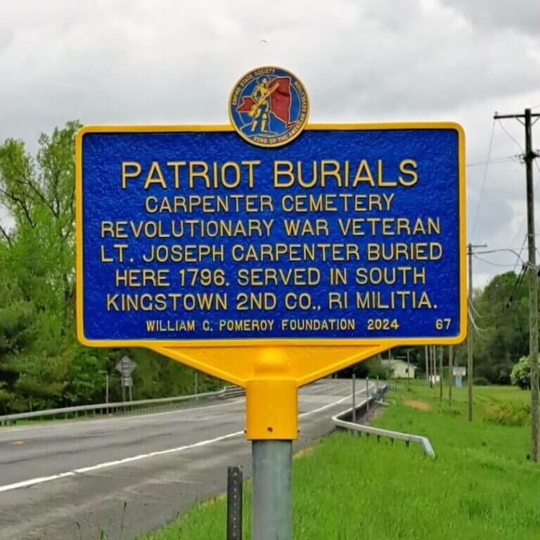 Patriot Burials historical marker at Carpenter Cemetery, Stephentown, New York.