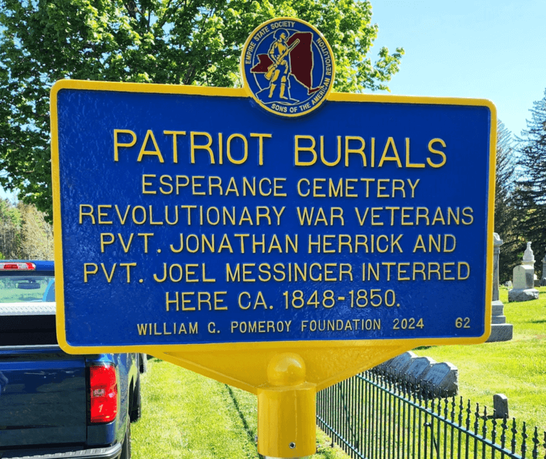 Patriot Burials marker at Esperance Cemetery.