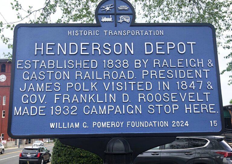 Historic Transportation program, Henderson Depot historical marker, Henderson, North Carolina.