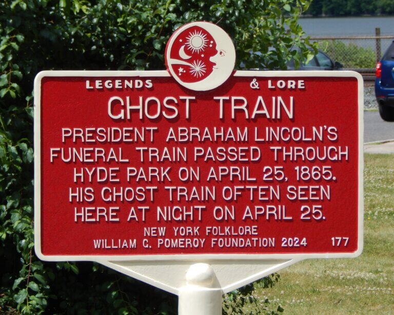 Legends & Lore marker for Lincoln's Ghost Train.