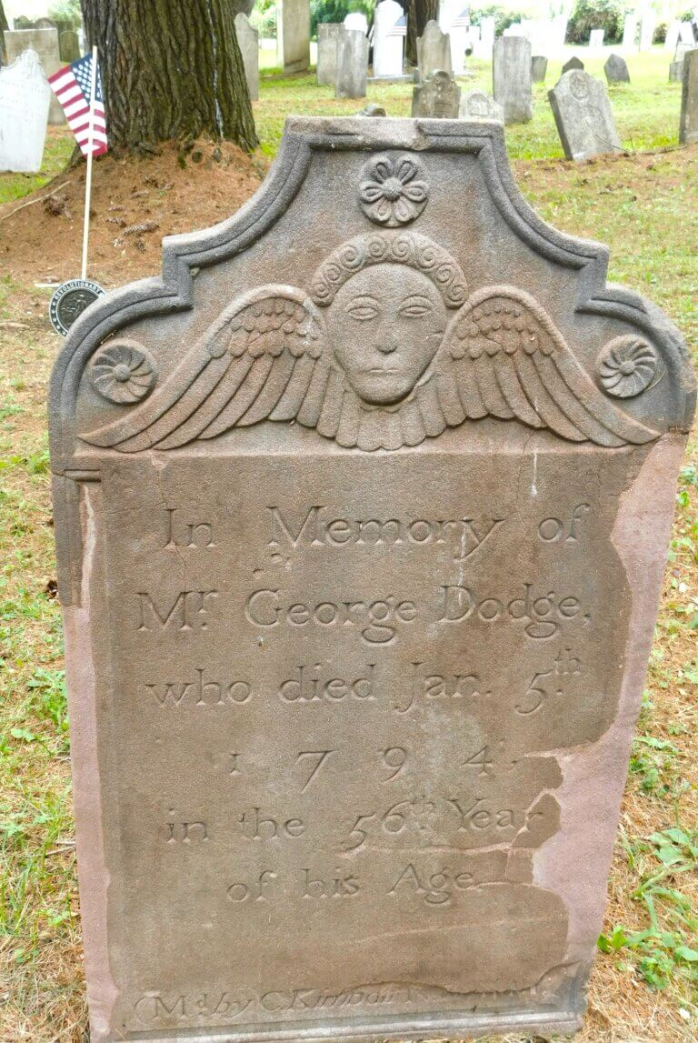 Headstone carved by Chester Kimball.