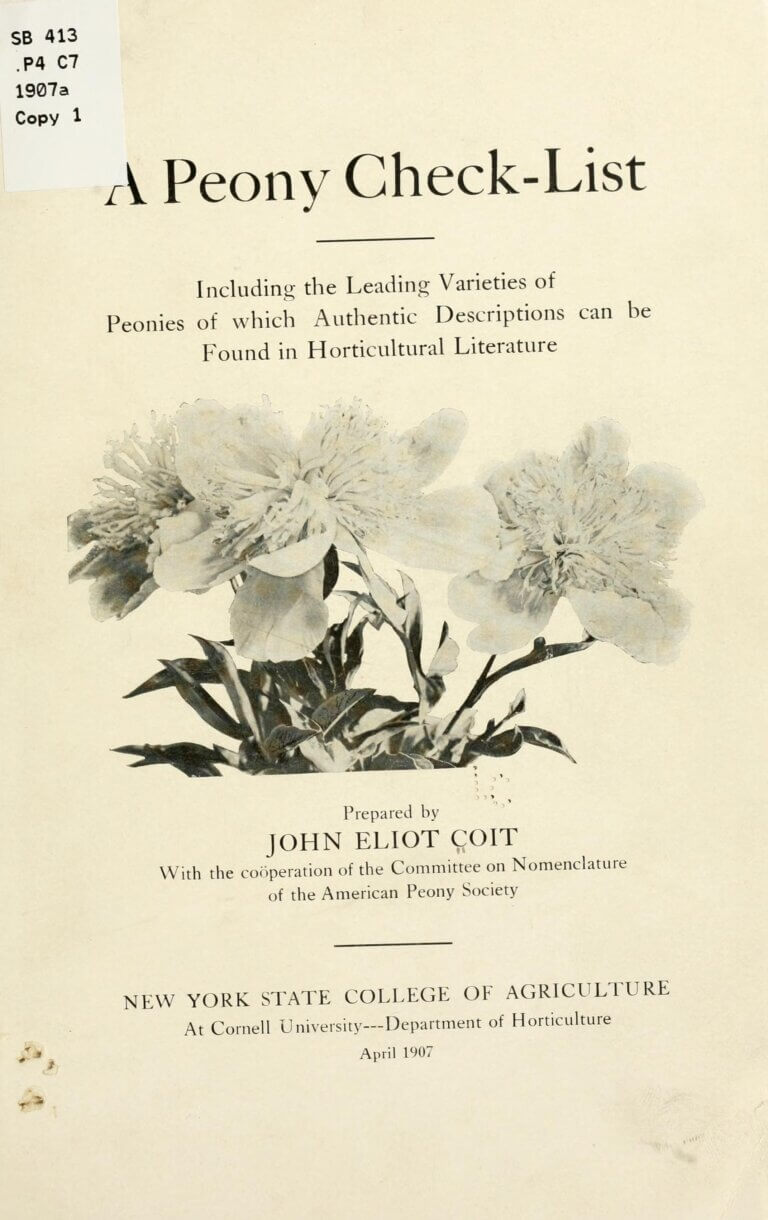 A peony checklist illustration, Library of Congress.