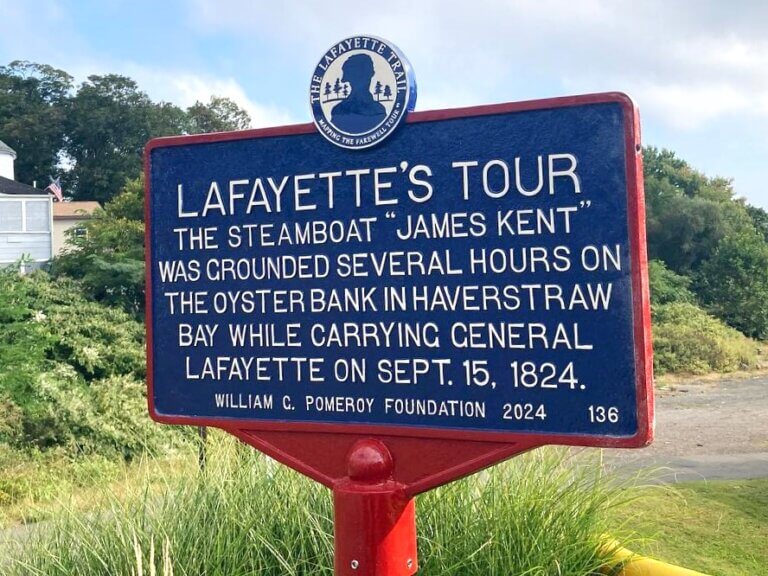 Pomeroy Foundation historical marker on The Lafayette Trail, Haverstraw, New York.