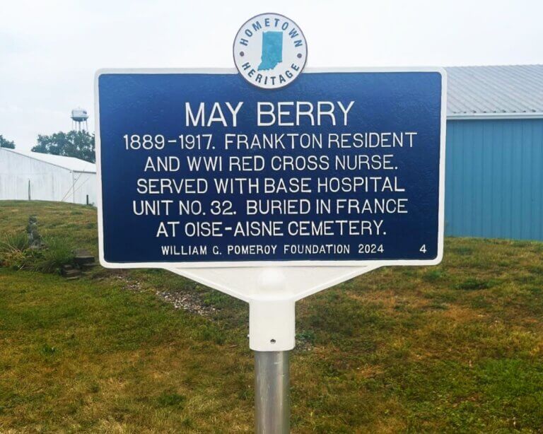 Hometown Heritage marker for May Berry, Frankton, Indiana.