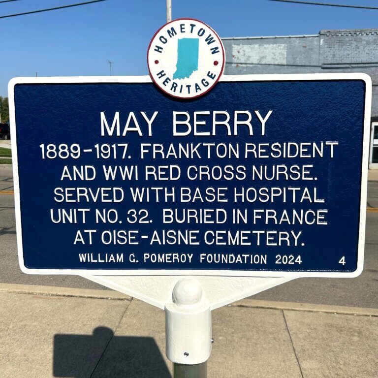 Hometown Heritage marker for May Berry, Frankton, IN.