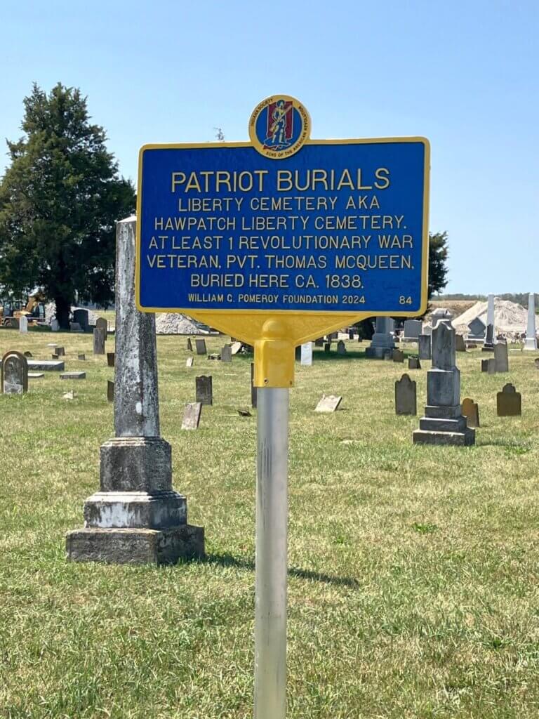 Patriot Burials marker at Liberty Cemetery, Columbus, IN.