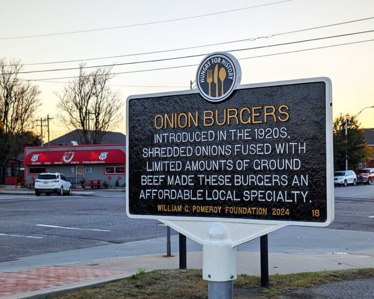 Hungry for History marker for Onion Burgers, El Reno, OK.