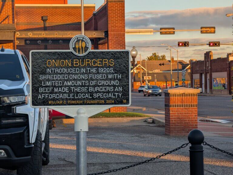 Hungry for History marker for Onion Burgers, El Reno, OK.